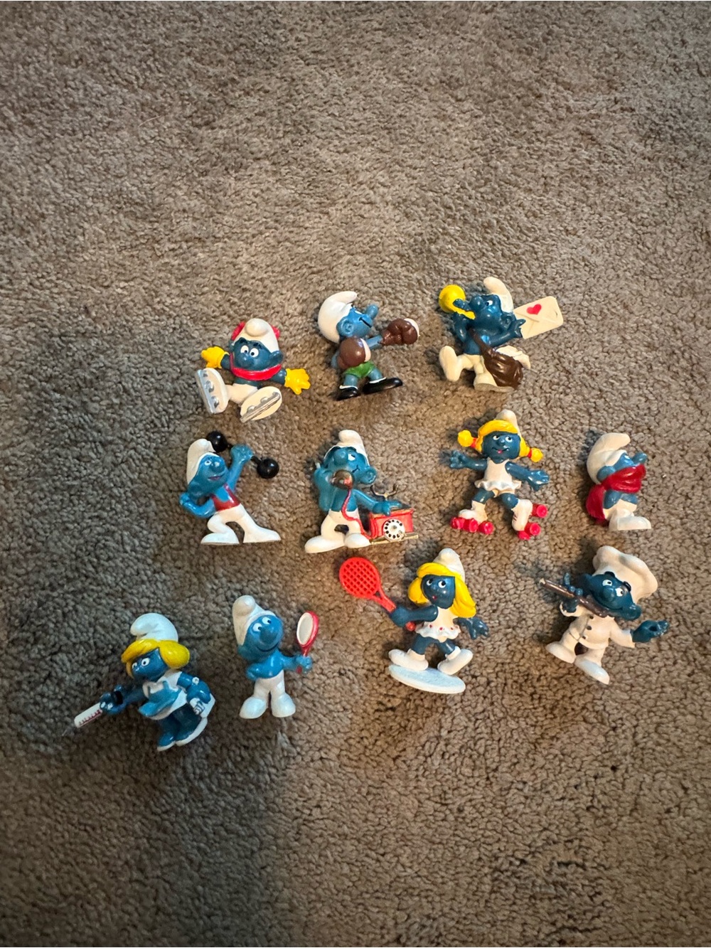 Blue and White Sports Smurf Figures Set - Assorted Play Characters